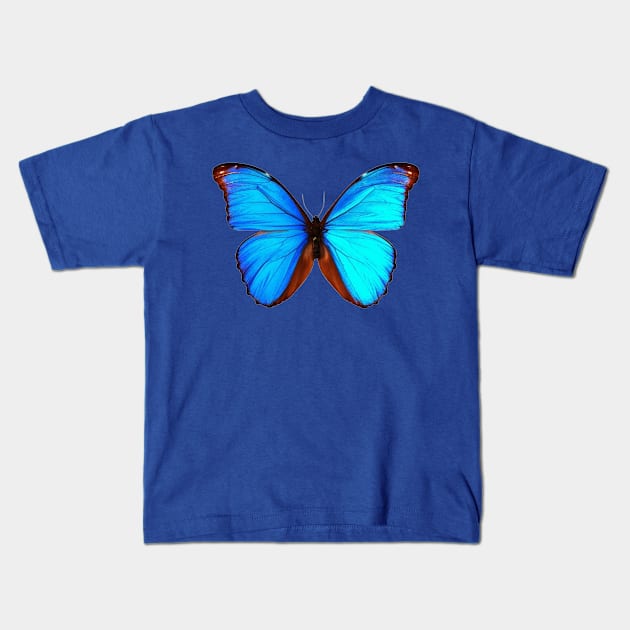 Blue Butterfly Kids T-Shirt by MAMMAJAMMA